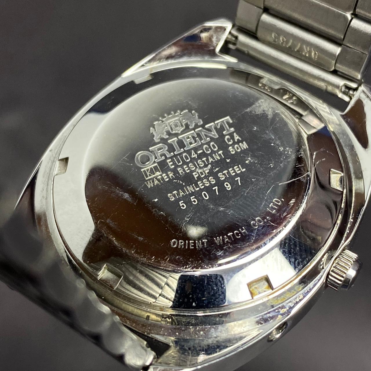 Rare Orient Multi year Calender Automatic EU04-00 Salmon Rainbow Dial Watch Men