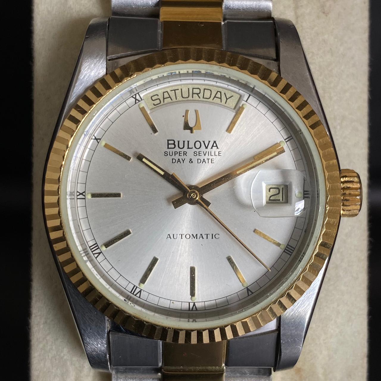 RARE Bulova President Super Seville Two Tone Automatic Gold Vintage Watch Men