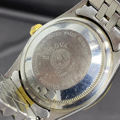 RARE Bulova Chronoprecision Date Roman Index White Dial Automatic Two Tone Swiss