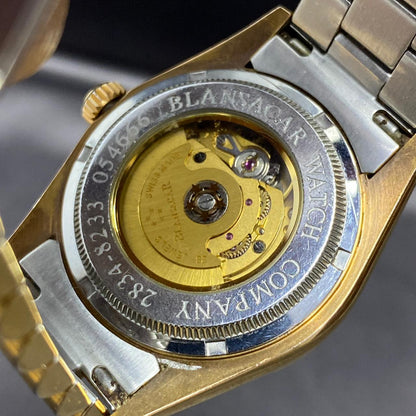 Rare Blansacar President Gold Dial Automatic 2834-8233 ETA Swiss Diamond Watch