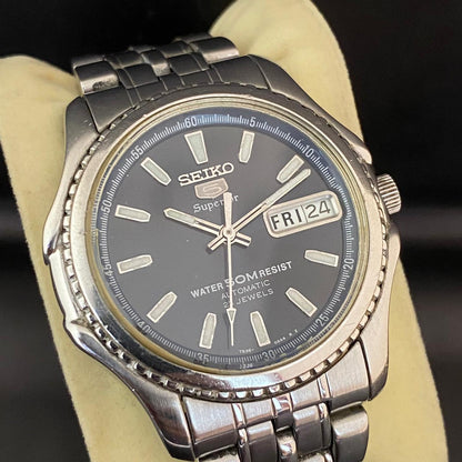 Rare Seiko Superior SKZ049 Automatic 7S36 Blue Sunburst Dial 70's Vintage Watch
