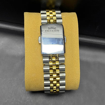 RARE Orient President Automatic EV0J-B0-B White Dial Diamond TwoTone 1990s Watch