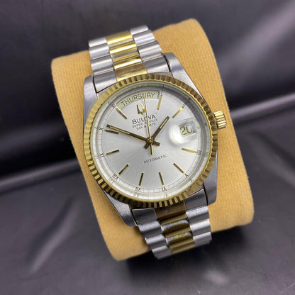RARE Bulova President Super Seville Two Tone Automatic Gold Vintage Watch Men