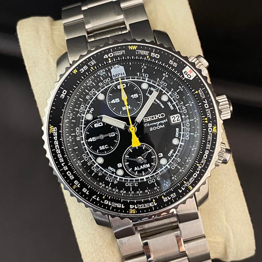 RARE Seiko Pilot Flight master SNA411P1 Chronograph 7T62-0EB0 Black Watch 2007's