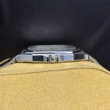 Rare Seiko Chronos Quartz 7731-5130 Square Silver Oak Style 1985s Vintage Watch