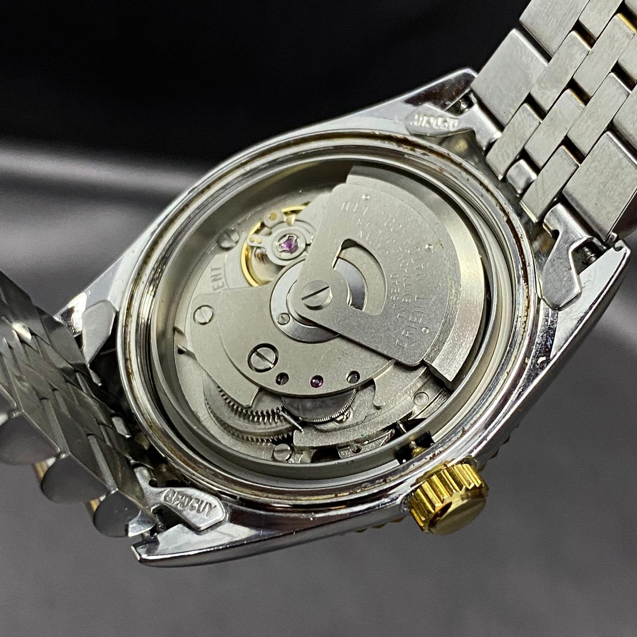 RARE Orient President Automatic EV0J-B0-B White Dial Diamond TwoTone 1990s Watch