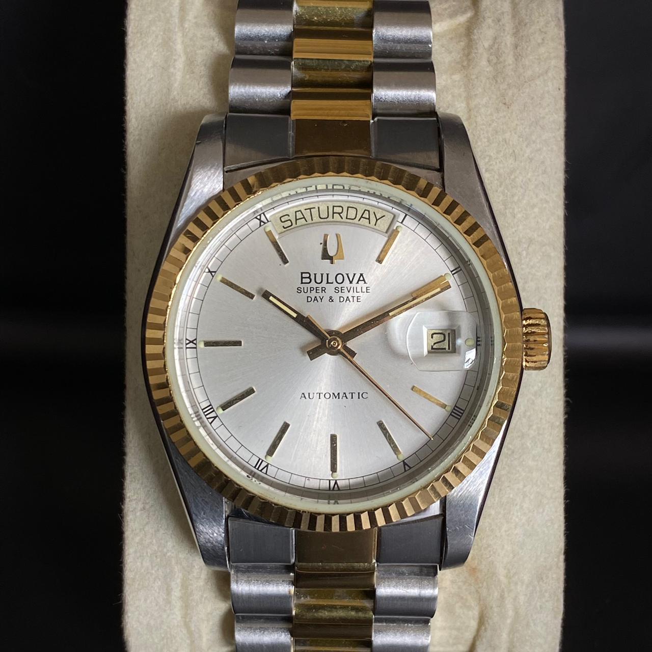 RARE Bulova President Super Seville Two Tone Automatic Gold Vintage Watch Men