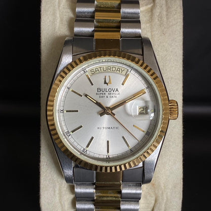 RARE Bulova President Super Seville Two Tone Automatic Gold Vintage Watch Men