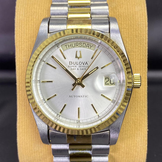 RARE Bulova President Super Seville Two Tone Automatic Gold Vintage Watch Men