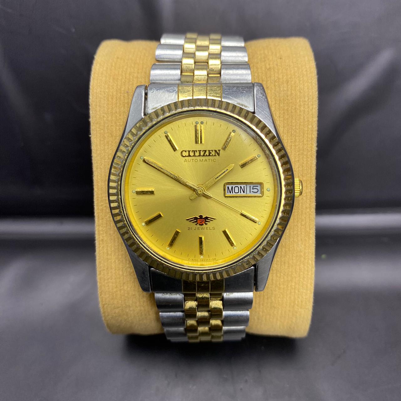 RARE Citizen President Automatic Eagle Gold Dial Day Date Two Tone JDM Watch Men