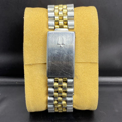 RARE Bulova Chronoprecision Date Roman Index White Dial Automatic Two Tone Swiss