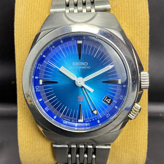 RARE Seiko SUS SCF007 Automatic 4S12-0010 Blue Dial GMT HI Beat Watch Vintage