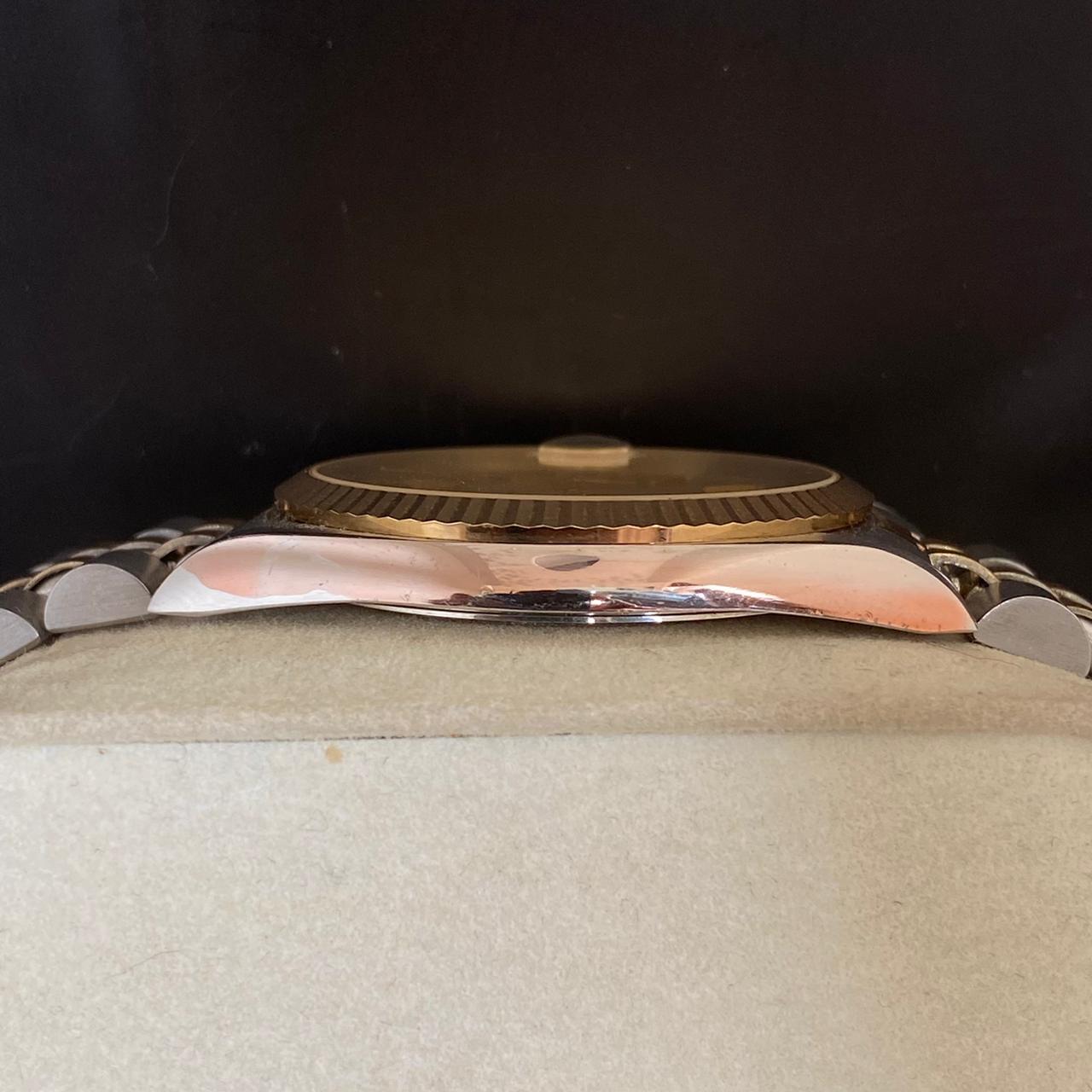 Rare Bulova Super Seville Calender Quartz Two Tone Gold Dial Vintage Watch Men