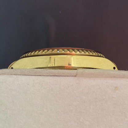 RARE Bulova Perpetual Date GMT Rootbeer Dial Automatic Gold 1990's Vintage Watch