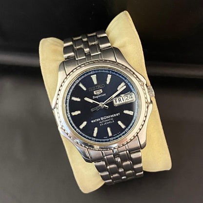 Rare Seiko Superior SKZ049 Automatic 7S36 Blue Sunburst Dial 70's Vintage Watch