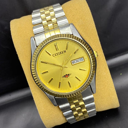 RARE Citizen President Automatic Eagle Gold Dial Day Date Two Tone JDM Watch Men