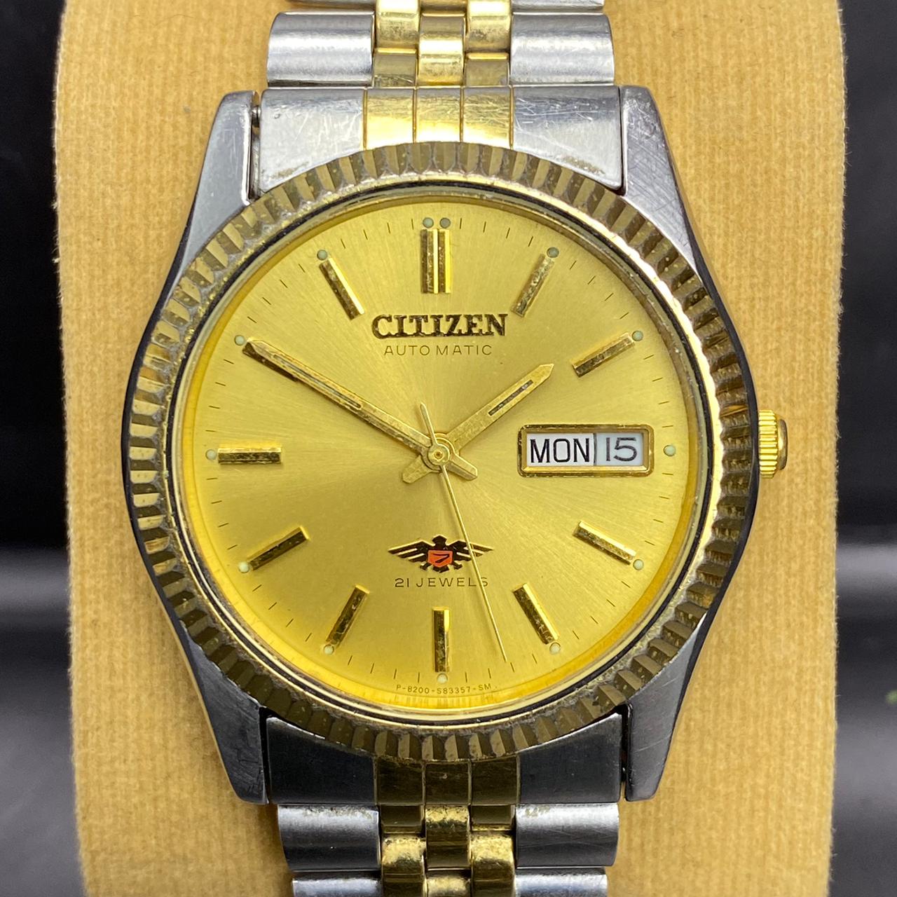 RARE Citizen President Automatic Eagle Gold Dial Day Date Two Tone JDM Watch Men