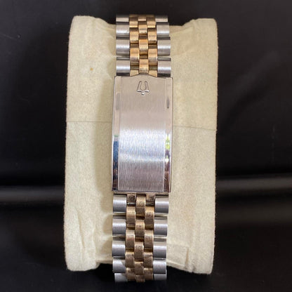 RARE Bulova Super Seville President Day Date Diamond Index Two Tone Watch Men