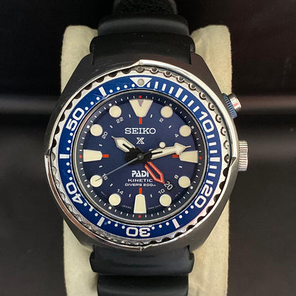 Rare Seiko Prospex PADI SUN065 Kinetic 5M85-0AB0 GMT Diver Blue Dial Watch Men