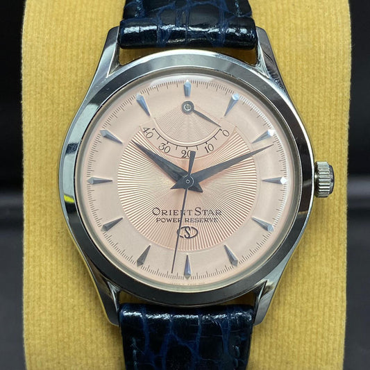 RARE Orient Star Power Reserve Mid Size Salmon Dial Pink Automatic Watch Men