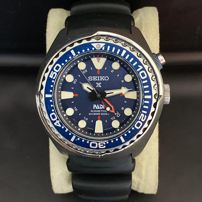 Rare Seiko Prospex PADI SUN065 Kinetic 5M85-0AB0 GMT Diver Blue Dial Watch Men