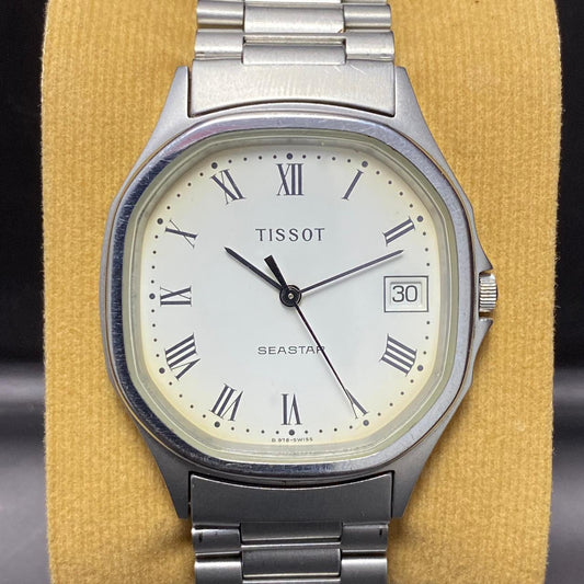 Rare Tissot Seastar Quartz B.978/978 Roman Dial WHite Patina Square Watch Men