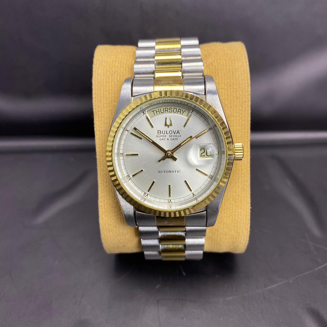 RARE Bulova President Super Seville Two Tone Automatic Gold Vintage Watch Men