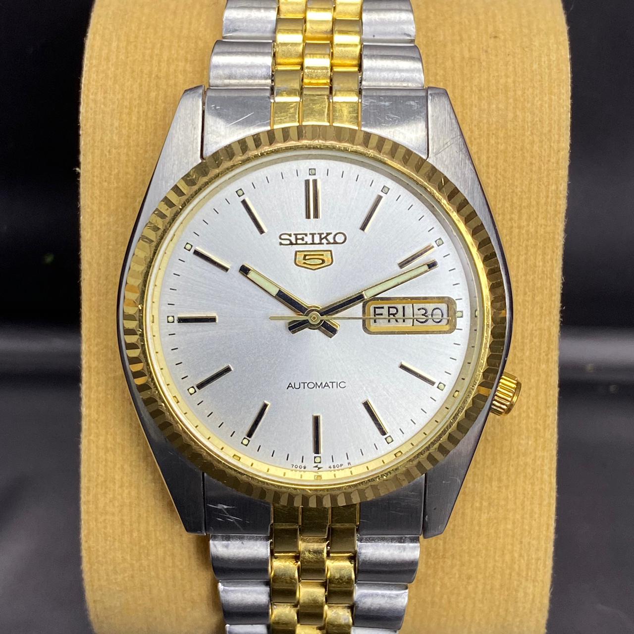 RARE Seiko President SNXJ90 Automatic 7S26-0500 White Dial TwoTone Vintage Watch