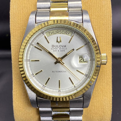 RARE Bulova President Super Seville Two Tone Automatic Gold Vintage Watch Men