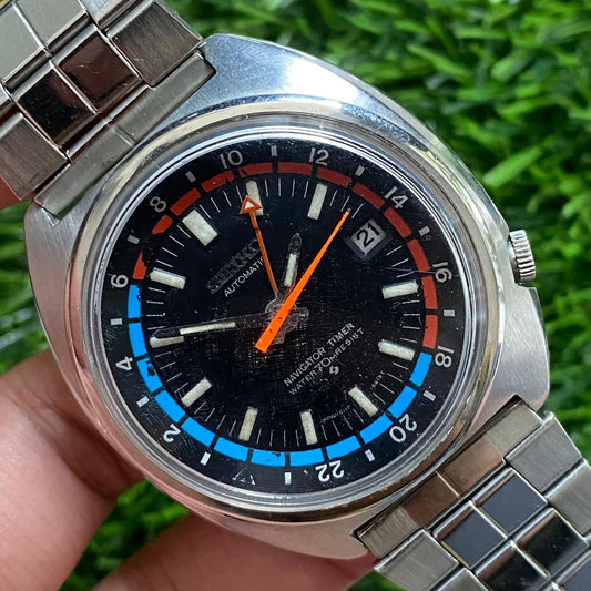 Rare Seiko GMT Navigator Timer Automatic 6117  Water 70m Ressist Worldtimer