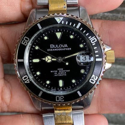 RARE Bulova Oceanographer Automatic ETA Swiss Diver Watch Men