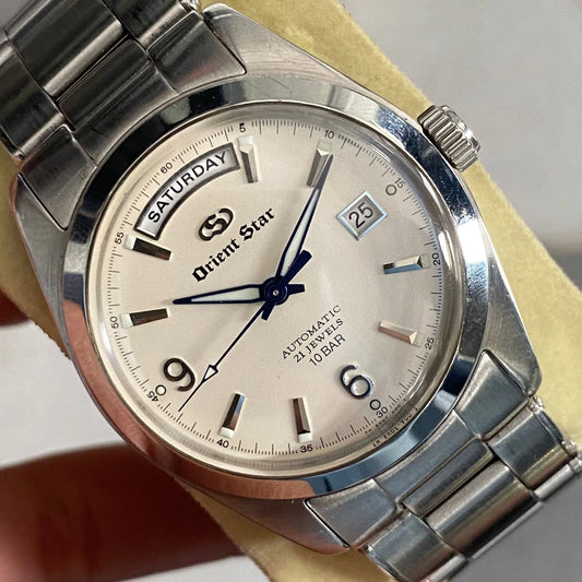 Rare Orient Star President  EV0F-C0 Silver Dial Automatic Day Date Vintage Watch