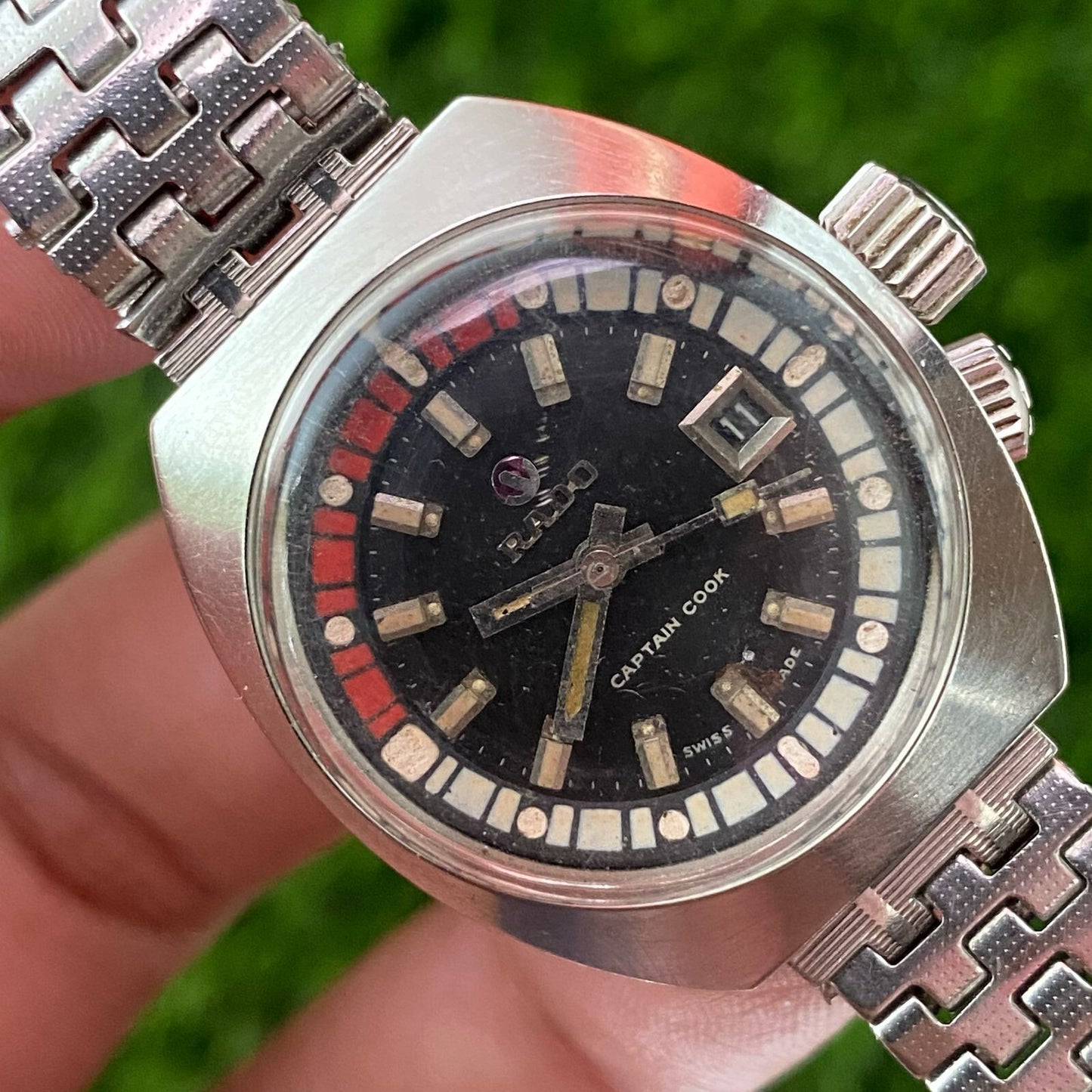 Rare Rado Captain Cook Automatic 727/1  Black Dial Date Ladies Watch Vintage