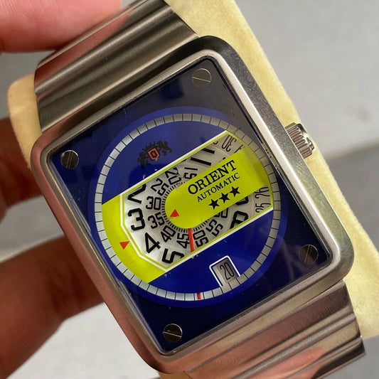 RARE Orient Jump Hour Big Size Automatic ERAM-C0 CA Blue Dial Jumping Hour Watch