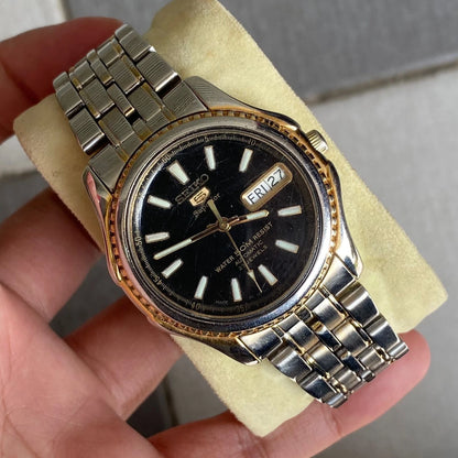 Rare Seiko 5 Superior SKZ052 Automatic Black Dial Day Date Vintage Watch Men