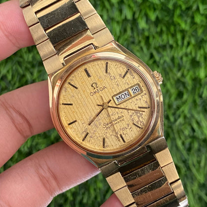 Rare Omega Seamaster 166.0268 Automatic 1020 Gold Dial Day Date Vintage Swiss