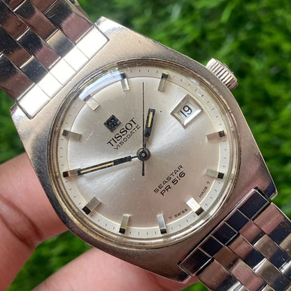 Rare Tissot Visiodate Seastar PR516 Date Silver Dial Swiss Automatic Watch Men