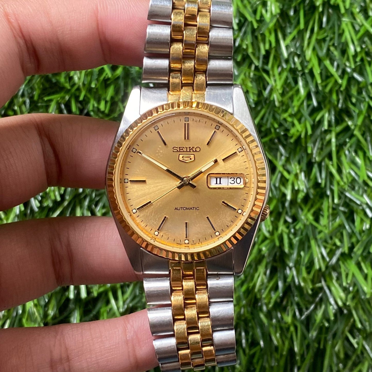 Rare Seiko 5 President SNXJ92 Automatic 7S26-3110 Two Tone Gold Vintage Watch