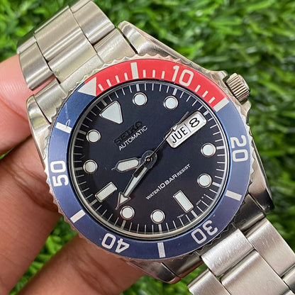 Rare Seiko Diver SKX033 Midsize Automatic Pepsi Bezel Black Dial Vintage