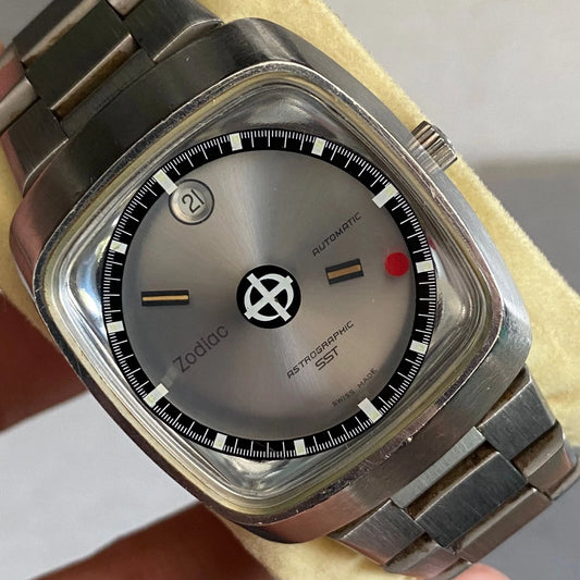 Rare Zodiac Astrographic SST Mystery Dial Automatic 882.963 Swiss Watch Vintage