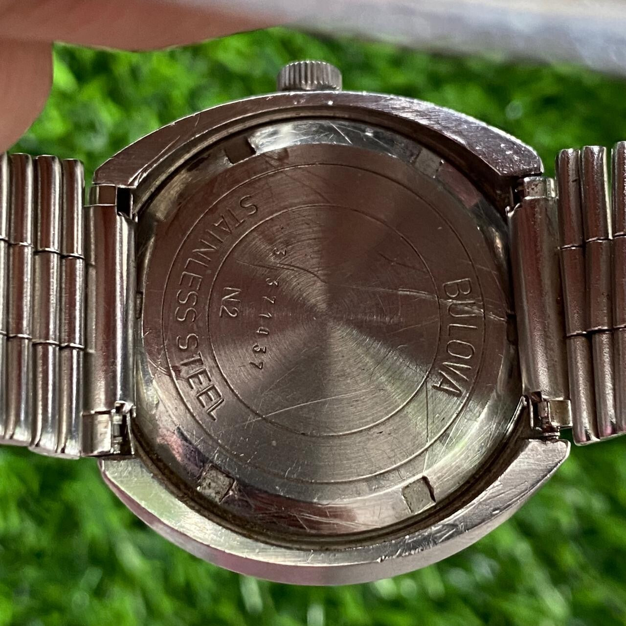 Rare Bulova Automatic Aging Dial Patina Day Date Oval Shape Vintage Men Watch