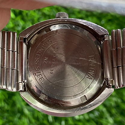 Rare Bulova Automatic Aging Dial Patina Day Date Oval Shape Vintage Men Watch