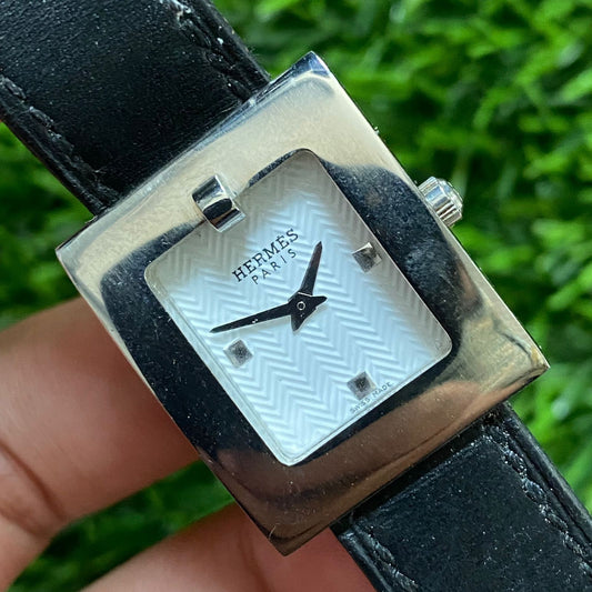 Rare Hermes Paris Belt BE1.210 White Dial Tank Fashion Ladies Watch Dress JR