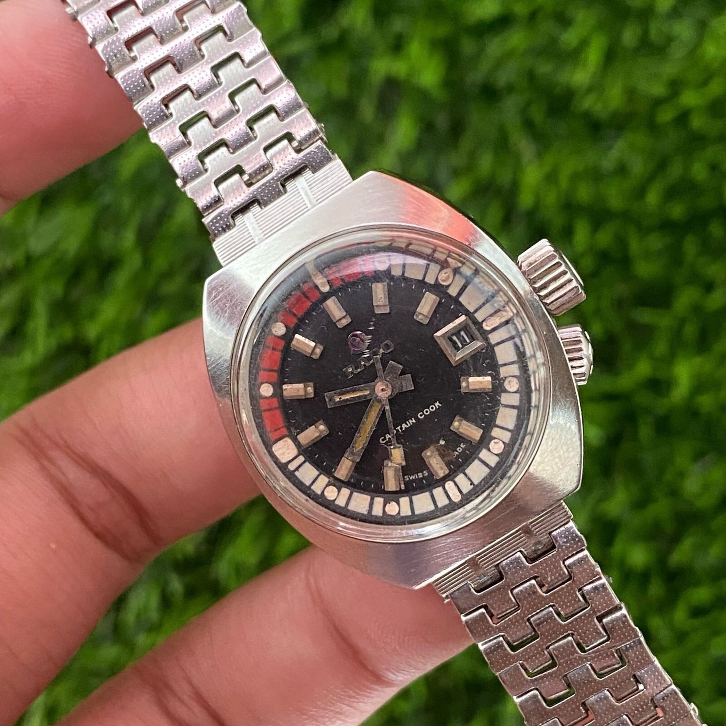 Rare Rado Captain Cook Automatic 727/1  Black Dial Date Ladies Watch Vintage