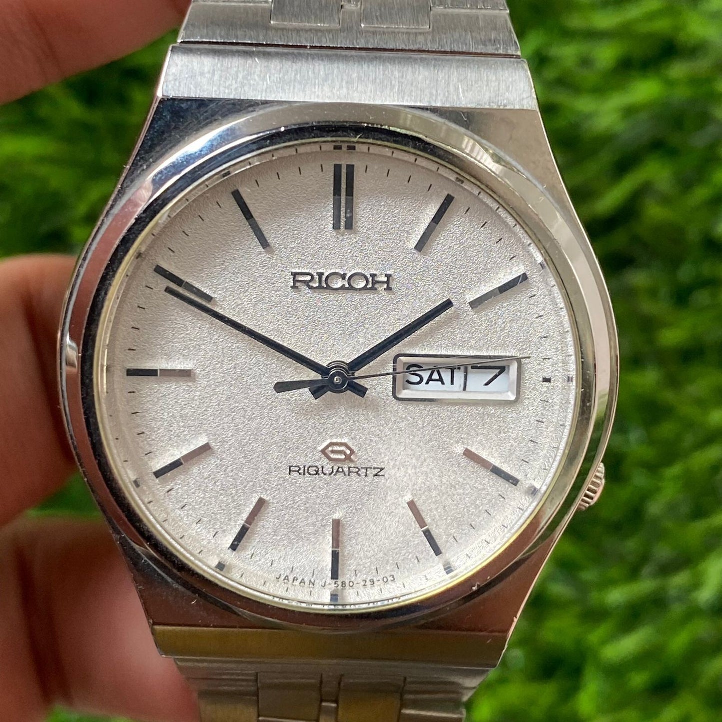 Rare Ricoh Riquartz Snowflake Dial Japan Ref 580511 Day Date Men Watch Vintage