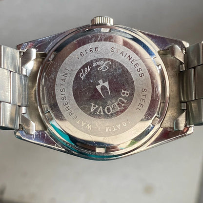 Rare Bulova President Day Date Quartz SIlver Index Diamond Bezel Vintage Watch