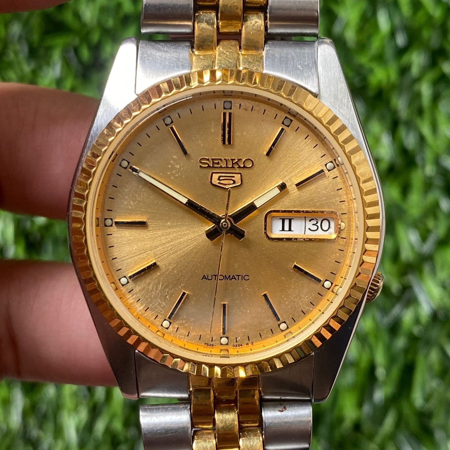 Rare Seiko 5 President SNXJ92 Automatic 7S26-3110 Two Tone Gold Vintage Watch
