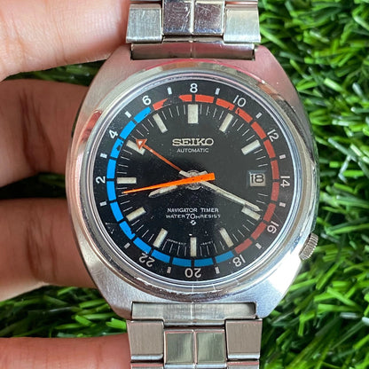 Rare Seiko GMT Navigator Timer Automatic 6117  Water 70m Ressist Worldtimer