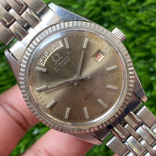 Rare Titus President Automatic Day Date Gray Dial Swiss Watch Vintage Men JR