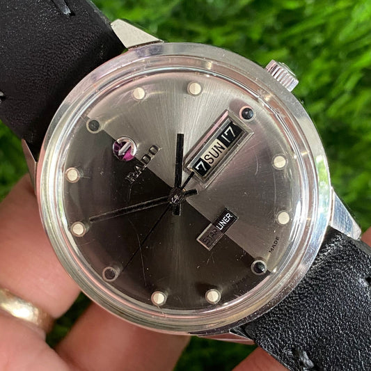 Rare Rado Starliner Yin Yang Dial Black Silver Automatic DayDate Swiss Watch Men